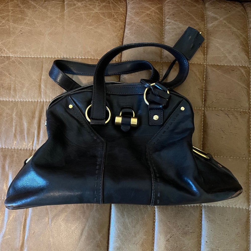 Yves Saint Laurent YSL Muse handbag shoulder bag Dark Brown